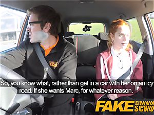 fake Driving college cute sandy-haired Ella Hughes romps